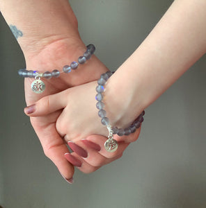 Black crystal single strand bracelet