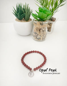 Red Agate single strand bracelet